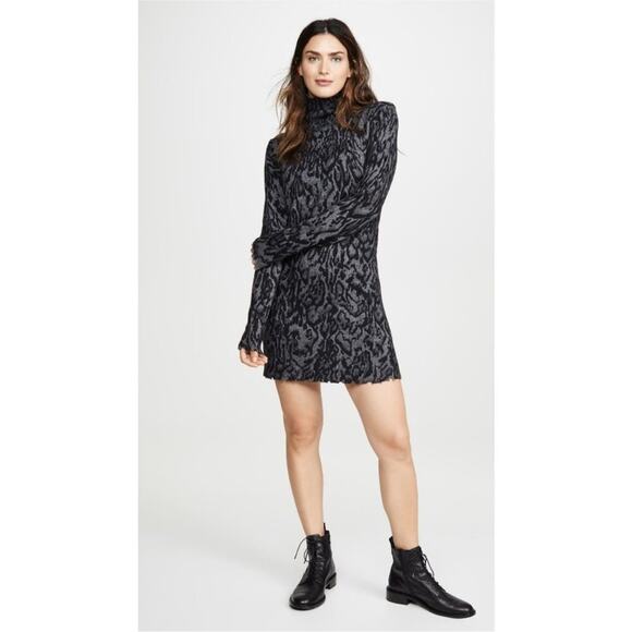 Pam & Gela Ocelot Mock Neck Dress Grey - Picture 2 of 14